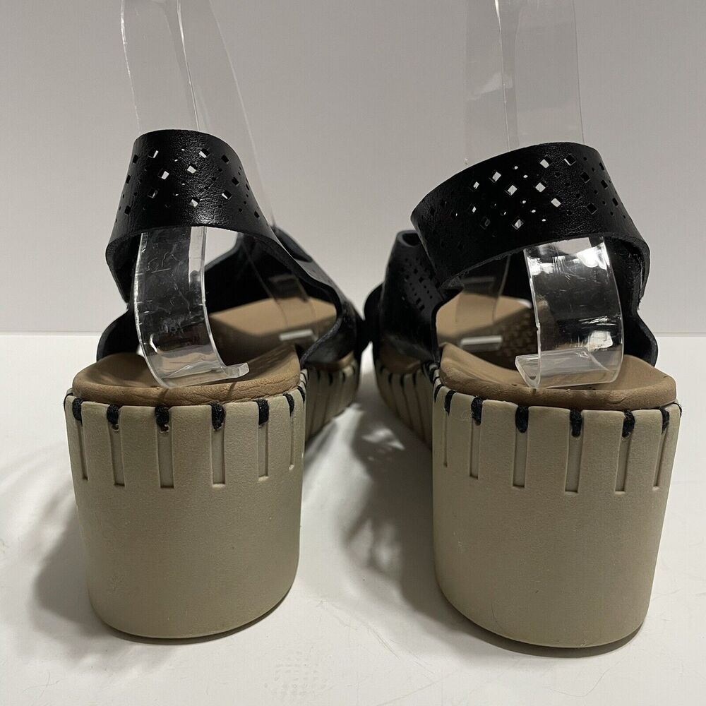 Skechers Luxe Foam PIER AVENUE Wedge Sandal Women’s 11 Black Cross Strap NEW - Picture 6 of 12